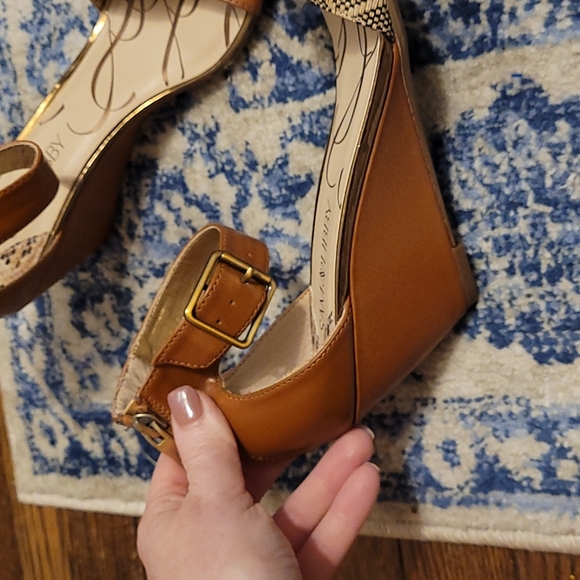 Sam & Libby sz 9 new without tags brown black cream sandals with gold - Picture 4 of 5